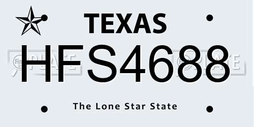 HFS4688 Texas License Plate