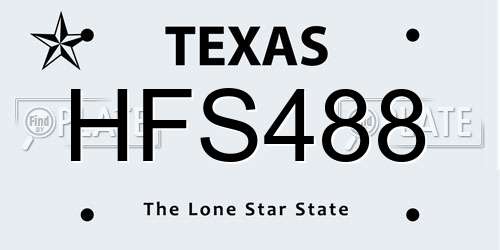 HFS488 Texas License Plate