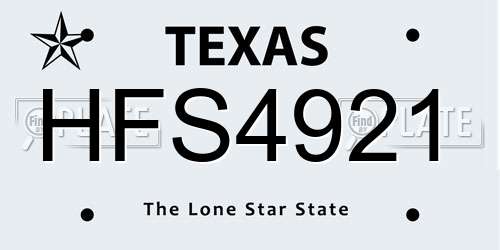 HFS4921 Texas License Plate