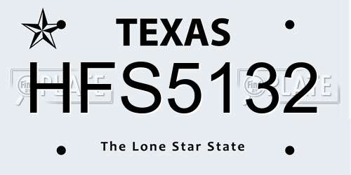 HFS5132 Texas License Plate