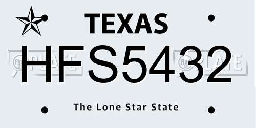HFS5432 Texas License Plate