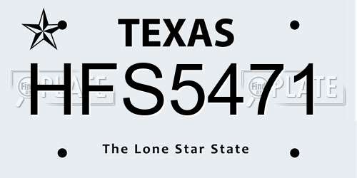 HFS5471 Texas License Plate