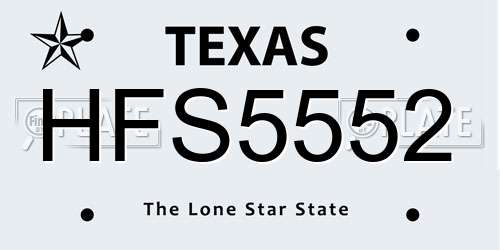 HFS5552 Texas License Plate