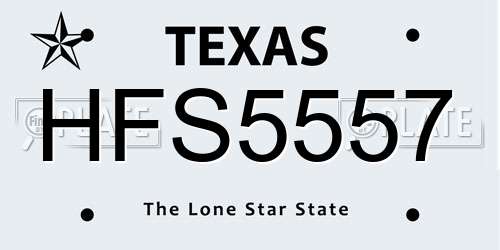 HFS5557 Texas License Plate