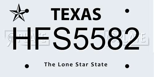 HFS5582 Texas License Plate