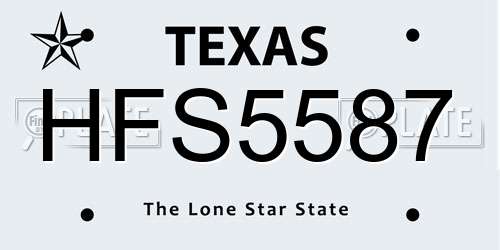 HFS5587 Texas License Plate