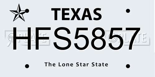 HFS5857 Texas License Plate