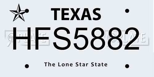 HFS5882 Texas License Plate