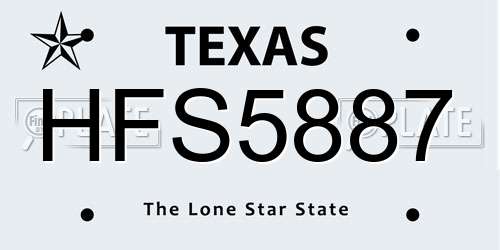 HFS5887 Texas License Plate