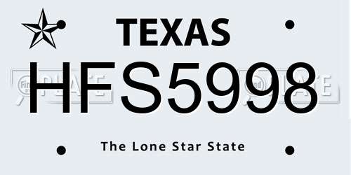 HFS5998 Texas License Plate