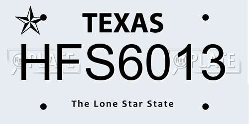 HFS6013 Texas License Plate