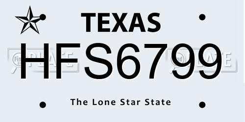 HFS6799 Texas License Plate