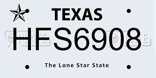 HFS6908 Texas License Plate