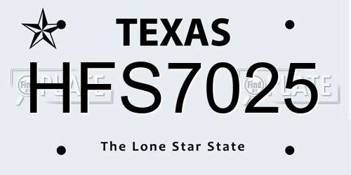 HFS7025 Texas License Plate