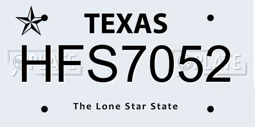 HFS7052 Texas License Plate