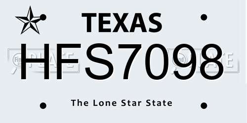 HFS7098 Texas License Plate