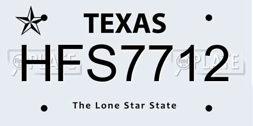 HFS7712 Texas License Plate