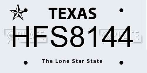 HFS8144 Texas License Plate