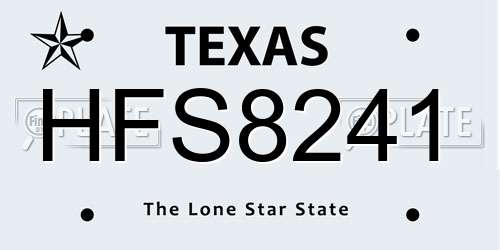 HFS8241 Texas License Plate