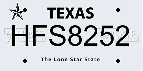 HFS8252 Texas License Plate