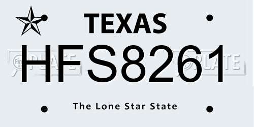 HFS8261 Texas License Plate