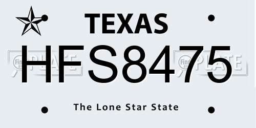 HFS8475 Texas License Plate