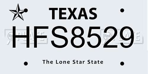 HFS8529 Texas License Plate
