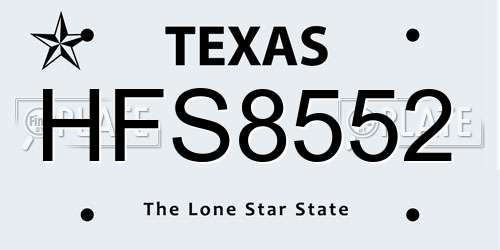 HFS8552 Texas License Plate