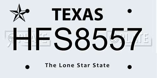 HFS8557 Texas License Plate