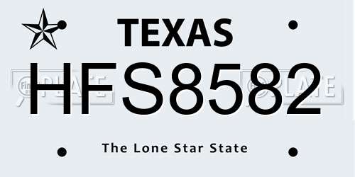 HFS8582 Texas License Plate