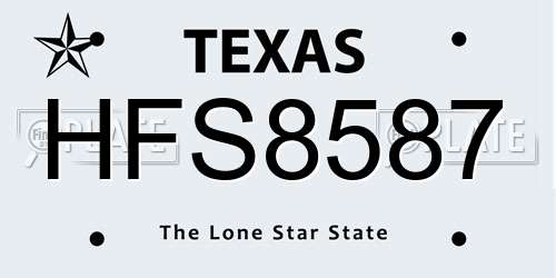 HFS8587 Texas License Plate