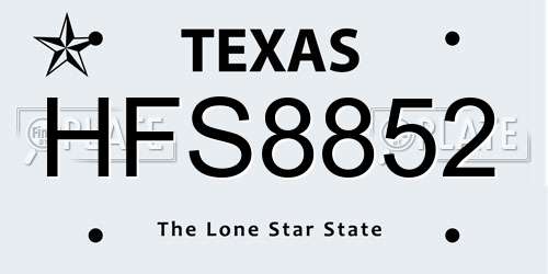 HFS8852 Texas License Plate