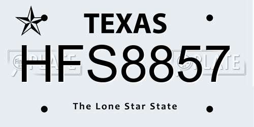 HFS8857 Texas License Plate
