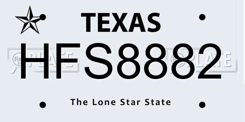 HFS8882 Texas License Plate