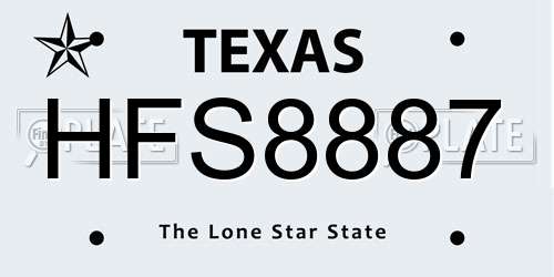 HFS8887 Texas License Plate