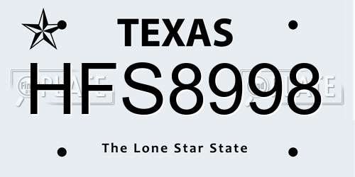HFS8998 Texas License Plate
