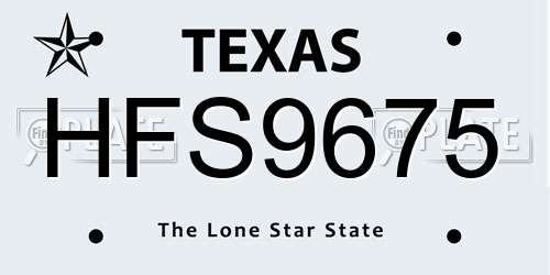 HFS9675 Texas License Plate