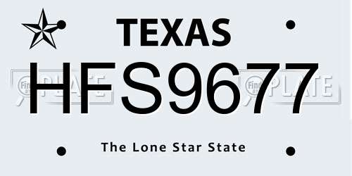HFS9677 Texas License Plate