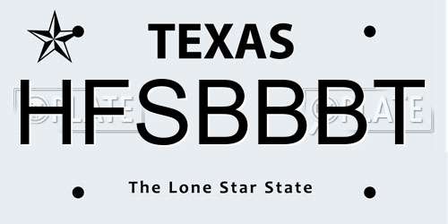 HFSBBBT Texas License Plate