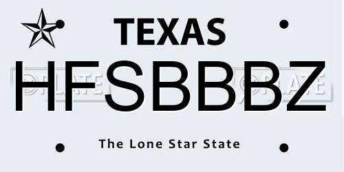 HFSBBBZ Texas License Plate