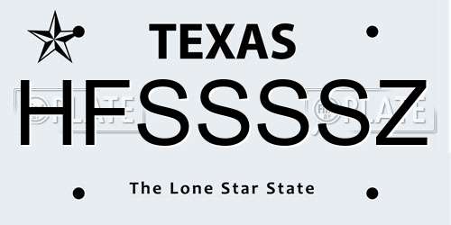 HFSSSSZ Texas License Plate
