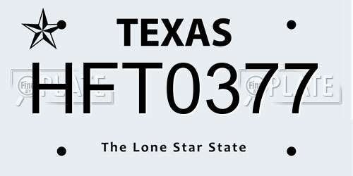 HFT0377 Texas License Plate