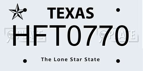 HFT0770 Texas License Plate