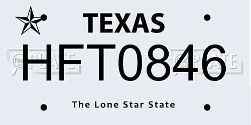 HFT0846 Texas License Plate