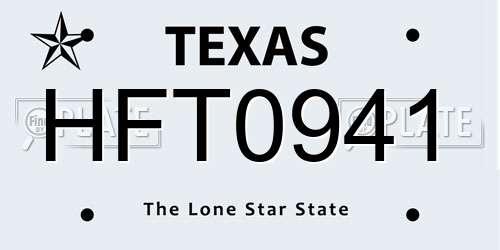 HFT0941 Texas License Plate