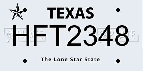HFT2348 Texas License Plate