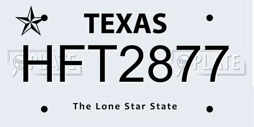 HFT2877 Texas License Plate