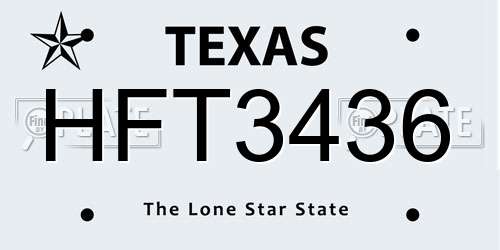 HFT3436 Texas License Plate