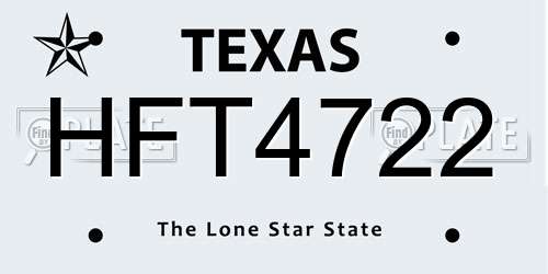 HFT4722 Texas License Plate