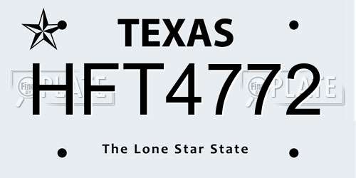 HFT4772 Texas License Plate